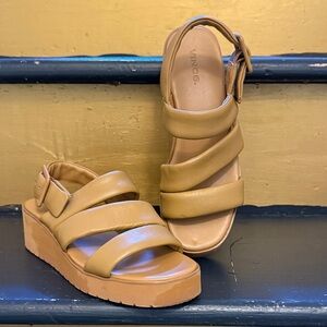 Vince Tan Leather Platform Sandals